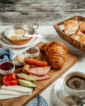 fresh-croissant-with-fried-sausage-and-cheese